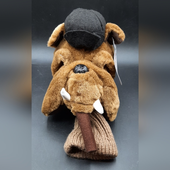 NEW Bulldog Golf Club Cover Plush Smoking Studded Black Collar Black Hat - Picture 7 of 9